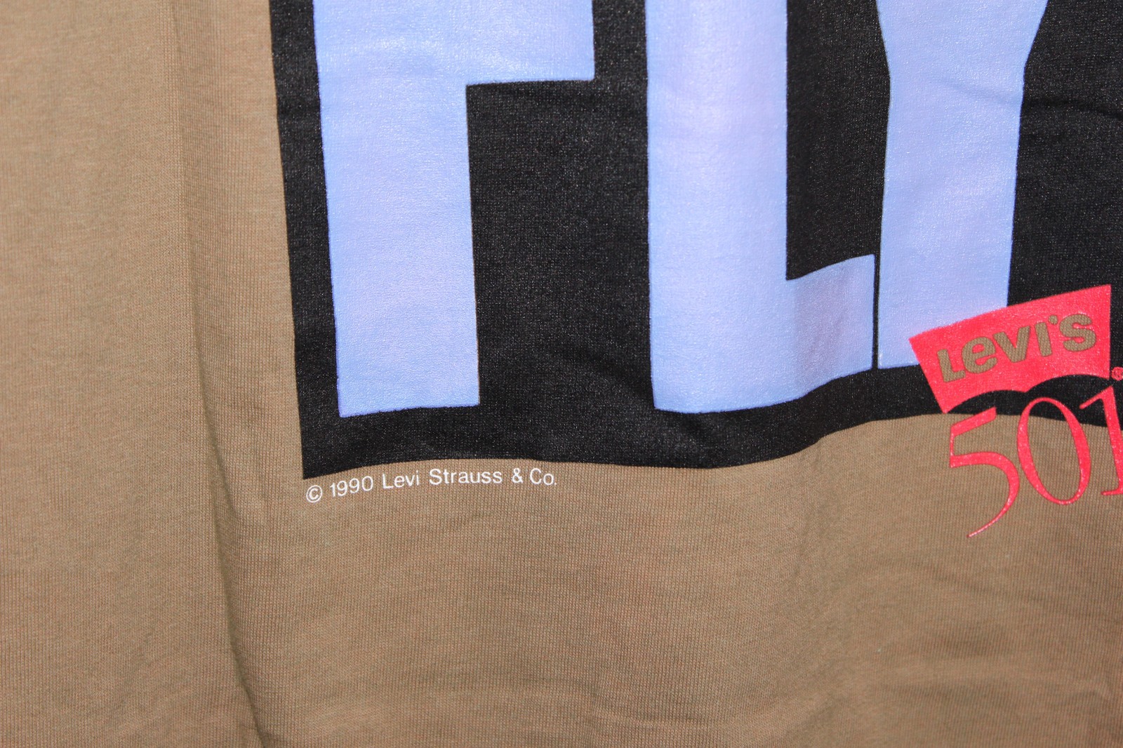 LEVI’S 501 Button Your Fly 1990 Single Stitched T Shirt 80s 90s Brown Men Large