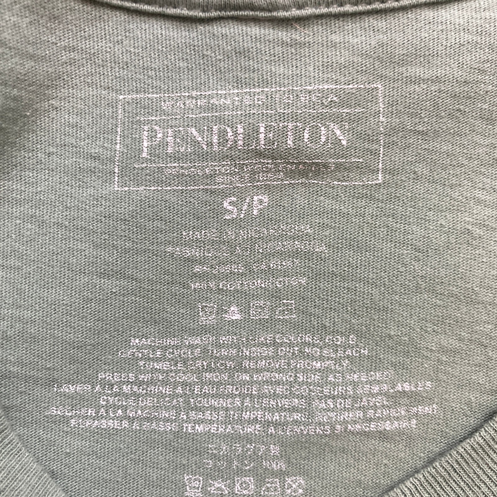 Pendleton Shirt Mens Small Green Vintage Logo Graphic Tee Woolen Mills