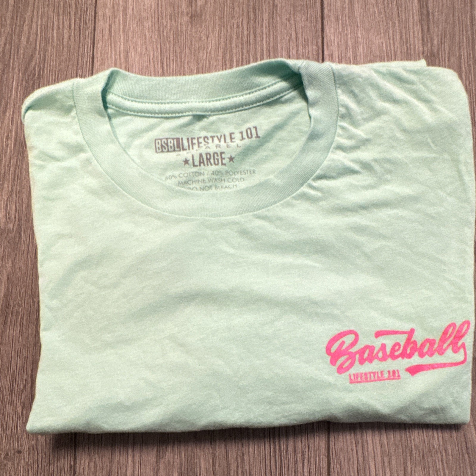 BSBL Lifestyle 101 Men’s Green Baseball Graphic Logo Crew Neck T-Shirt L