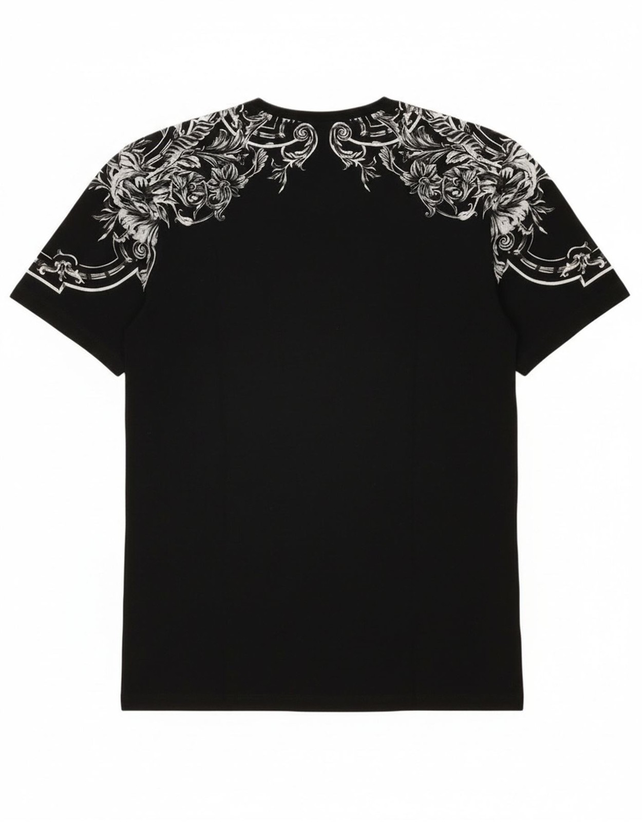 Zara Mens Graphic T-Shirt Top Large Black Floral BA09
