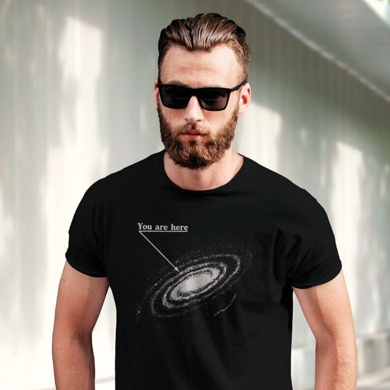 You are here: Milky Way galaxy map — Short-Sleeve Unisex T-Shirt, space t-shirt