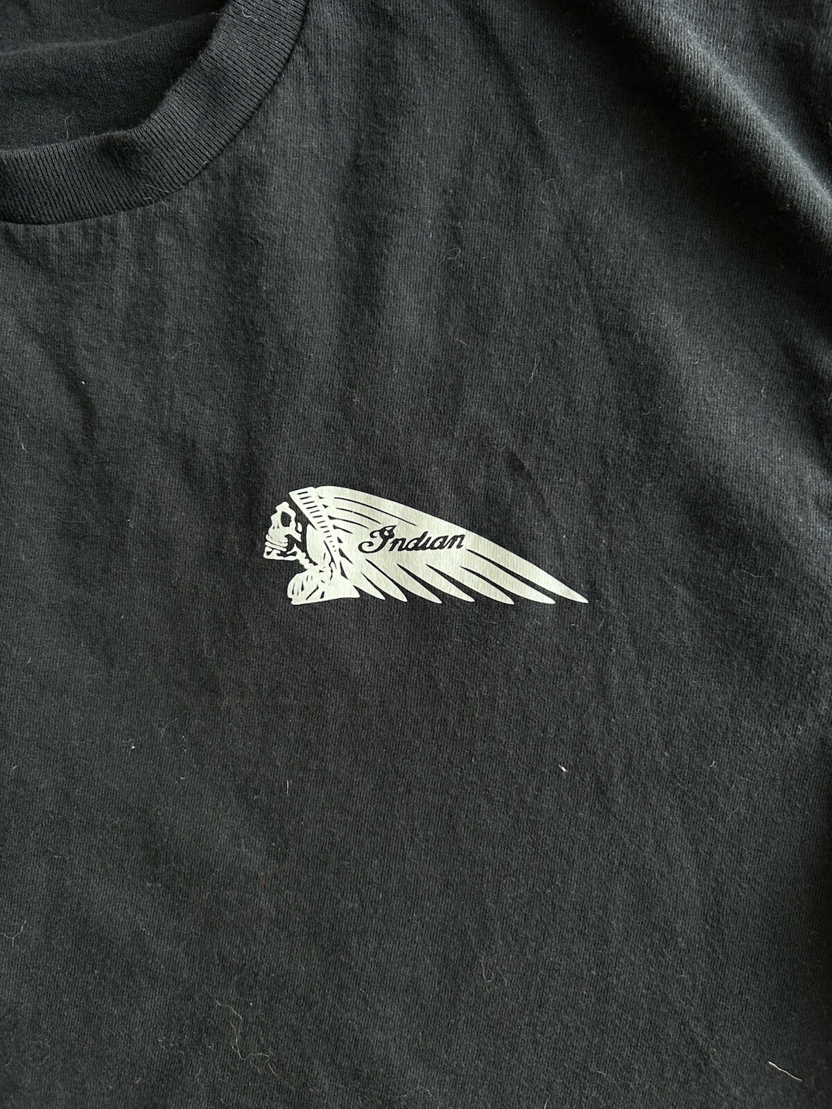 Men’s Black Indian Motorcycles Crew Neck Tshirt Skull Face Circle Logo L