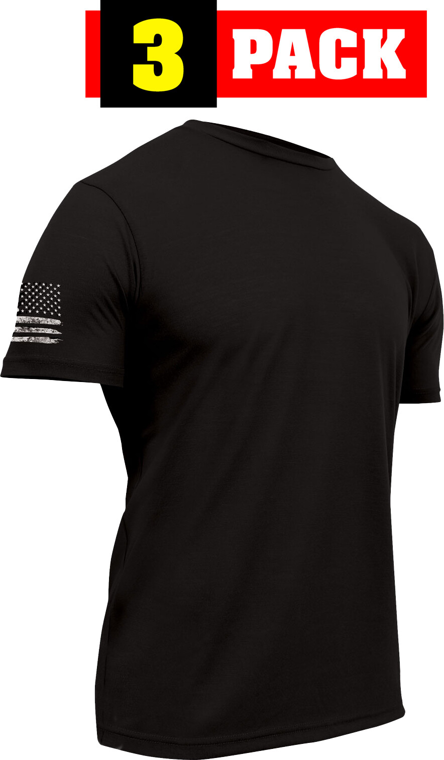 Tactical Muscle Athletic T-Shirts with US Flag & Loop Field Solid Tees 3 Pack