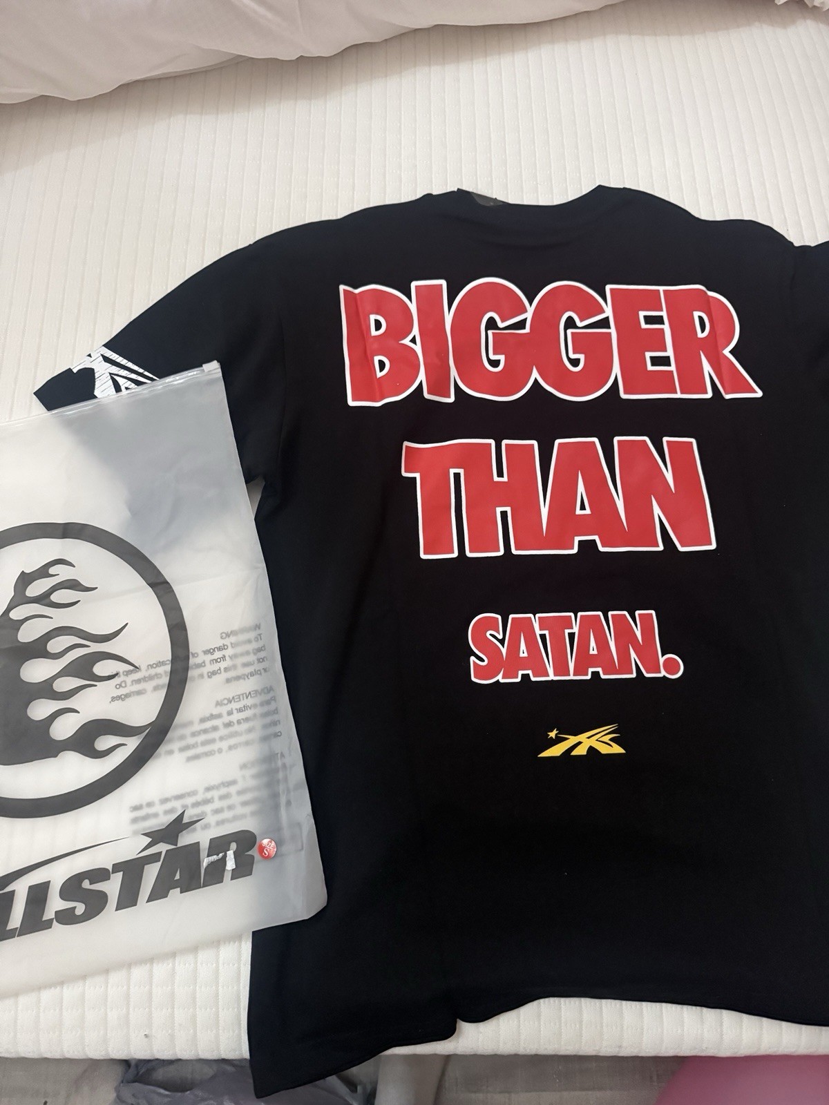Hellstar Black Graphic Logo T-Shirt “Bigger Than Satan” Crew Neck Boxing Tee