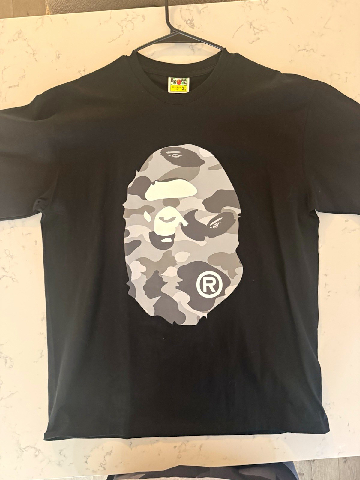A Bathing Ape BAPE Men’s XL Black Camo Ape Head Logo Crew Neck T-Shirt