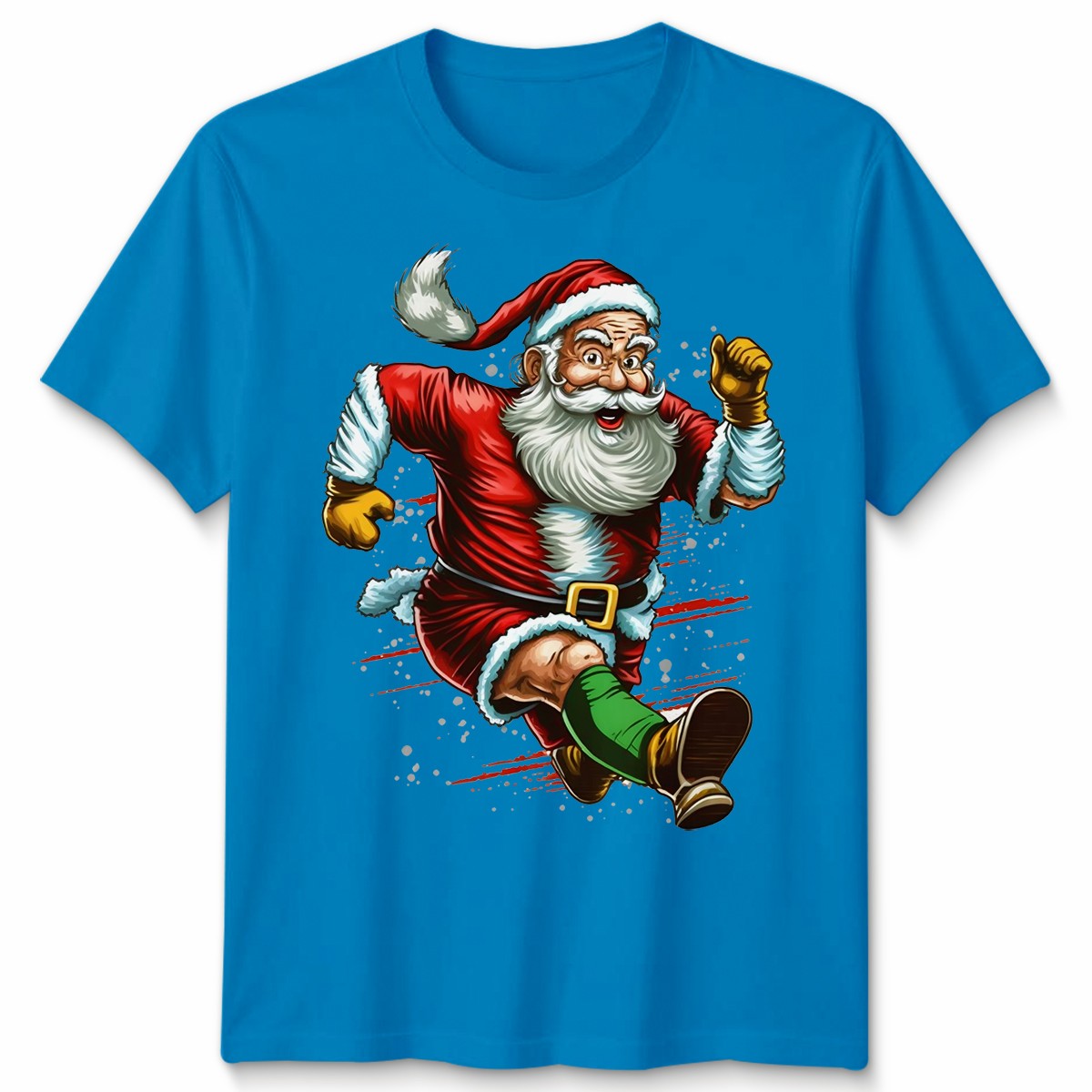 Running Santa Claus Christmas T-Shirt Funny Ugly Unisex Funny Holiday Tee #MC32