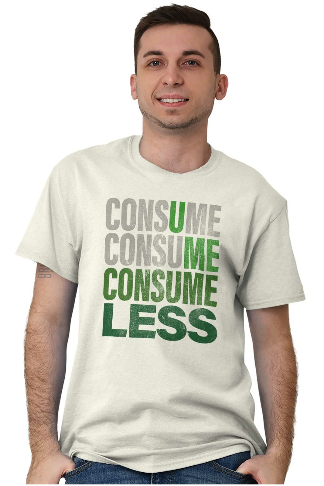Earth Day Climate Change U Me Consume Less Womens or Mens Crewneck T Shirt Tee
