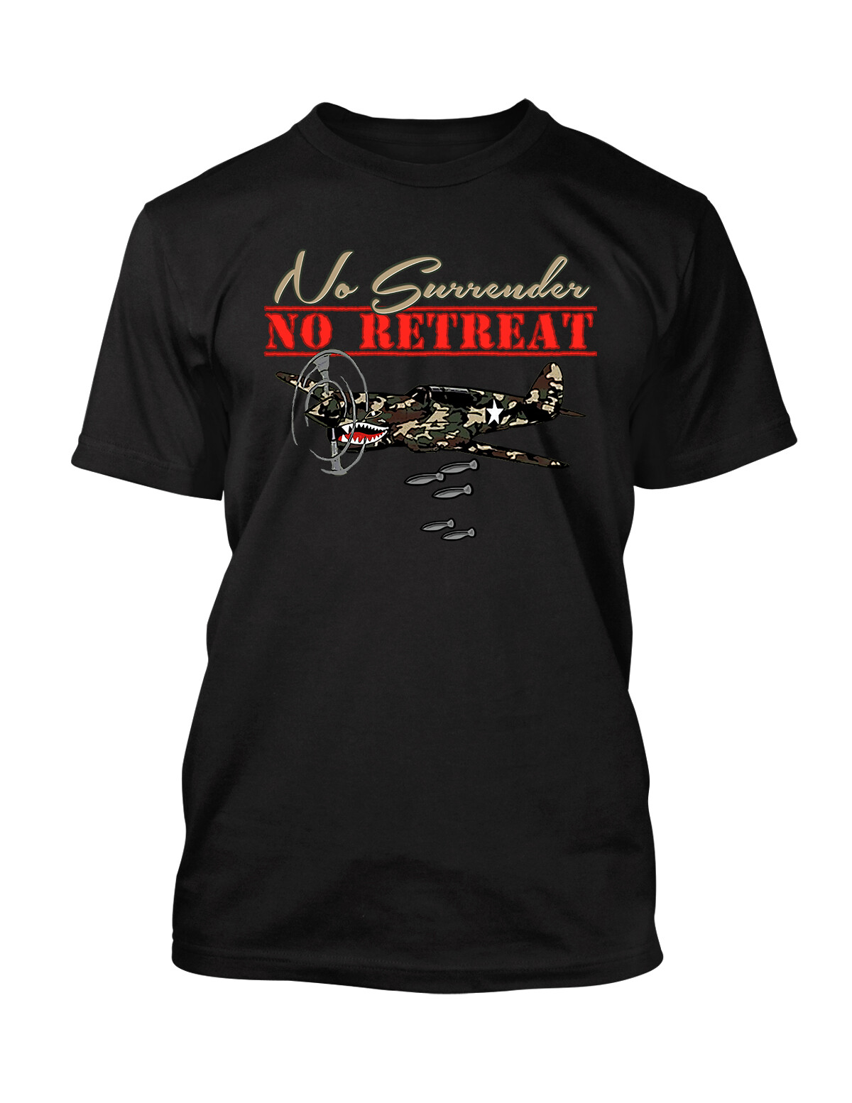 Mens No Surrender No Retreat Graphic Tee Complements J10 Duck Camo Shoe