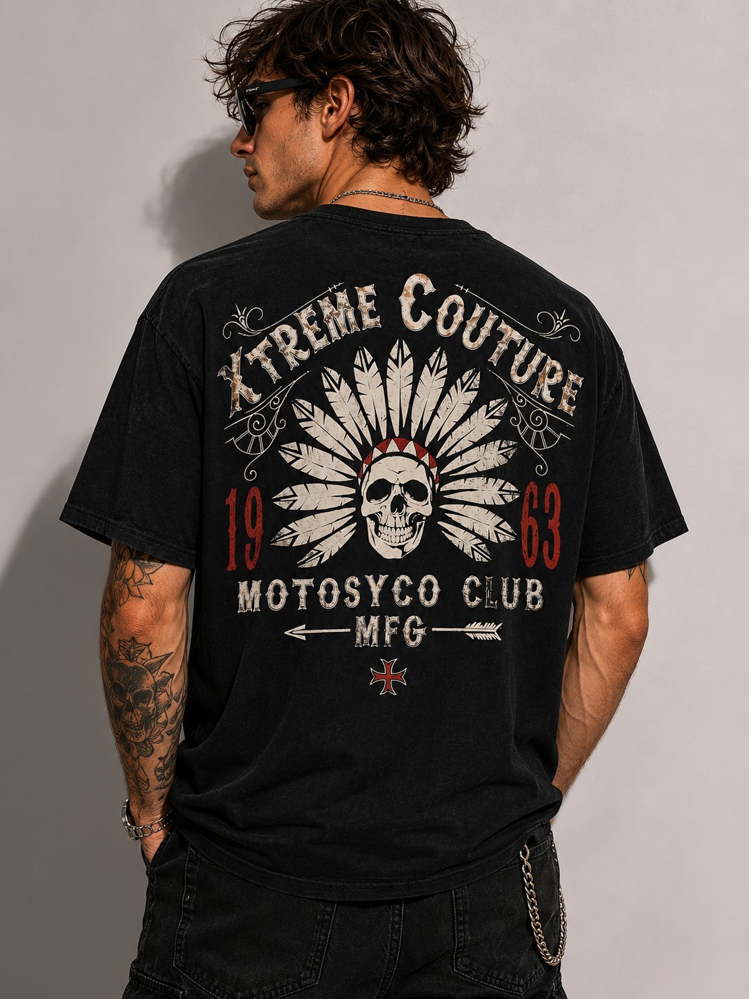 XTREME COUTURE by AFFLICTION Men’s T-Shirt CHIEF MOTOR CLUB Biker 2XL NWT L300