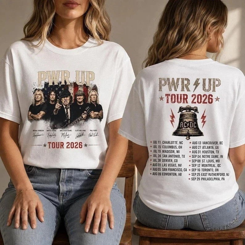 AC DC PWR UP Tour 2026 Front Back T-shirt