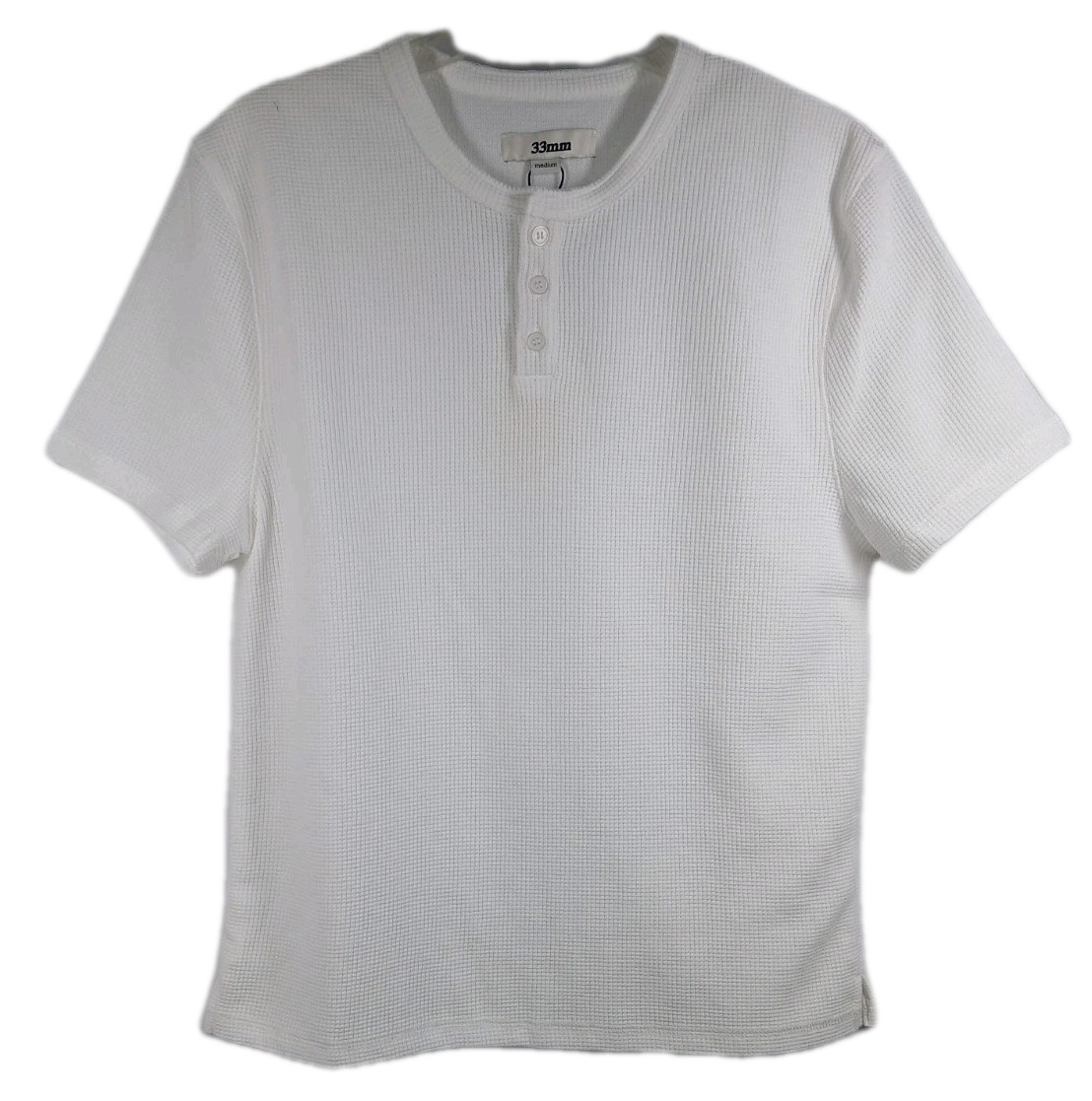 33mm Mens Size Medium White Brando Nils Henley T-Shirt,