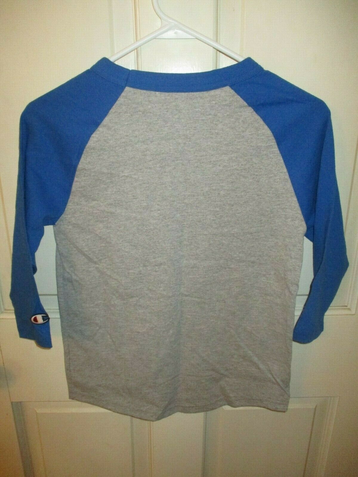 24A12 Champion T137 Youth Authentic Apparel Baseball Tee Small MD Gray & Blue