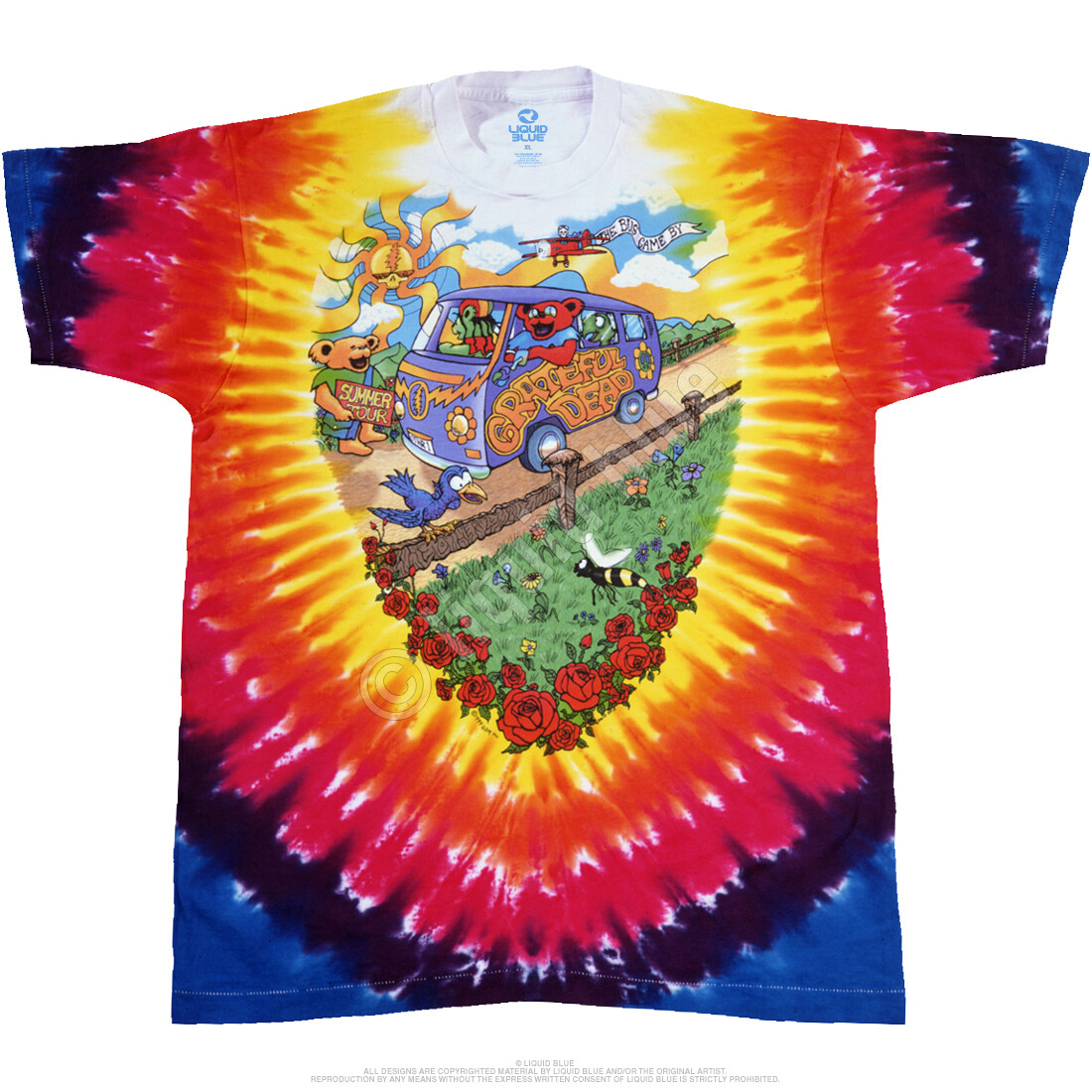 GRATEFUL DEAD-SUMMER TOUR BUS-2 Sd TIE DYE T-SHIRT S-M-L-XL-2X-3X,4X,5X,6X Bears