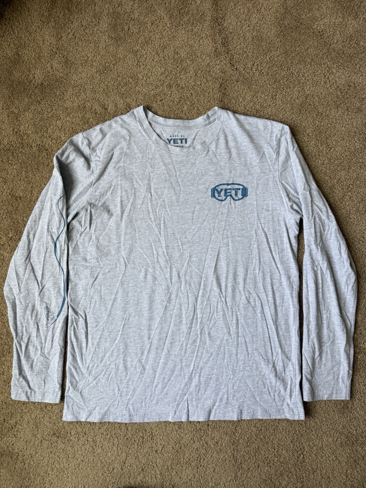 Yeti Cooler Long Sleeve Grey Shirt Size Large Snowboarding