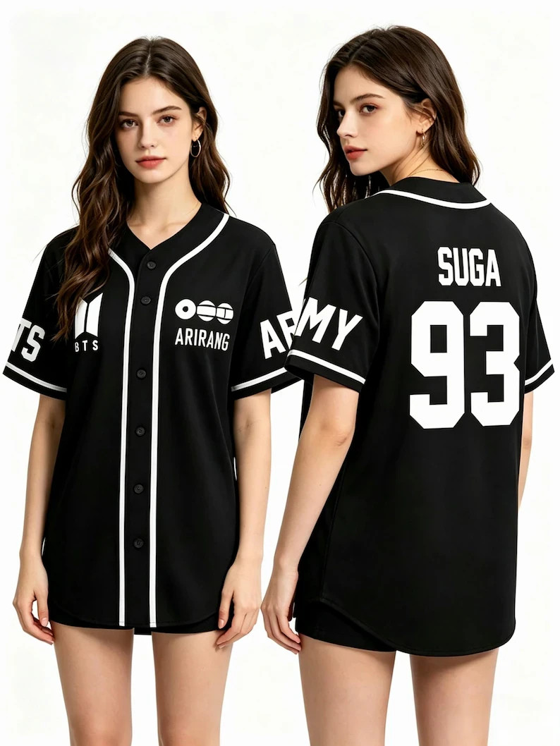 Black White Kpop Baseball Jersey Shirt Number 93 Concert Fan Made Top