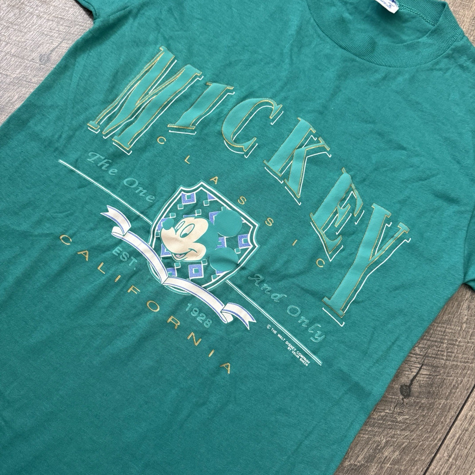 VTG 90s Disney Mickey Mouse Classic California Velva Sheen USA T-Shirt Mens Sz S