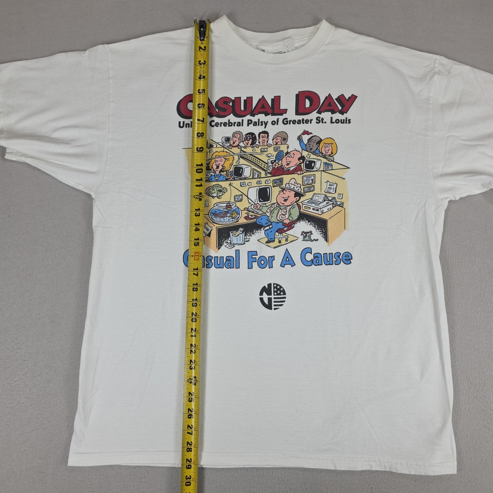 Vintage United Cerebral Palsy Casual Day Shirt Mens XL White St. Louis Cartoon