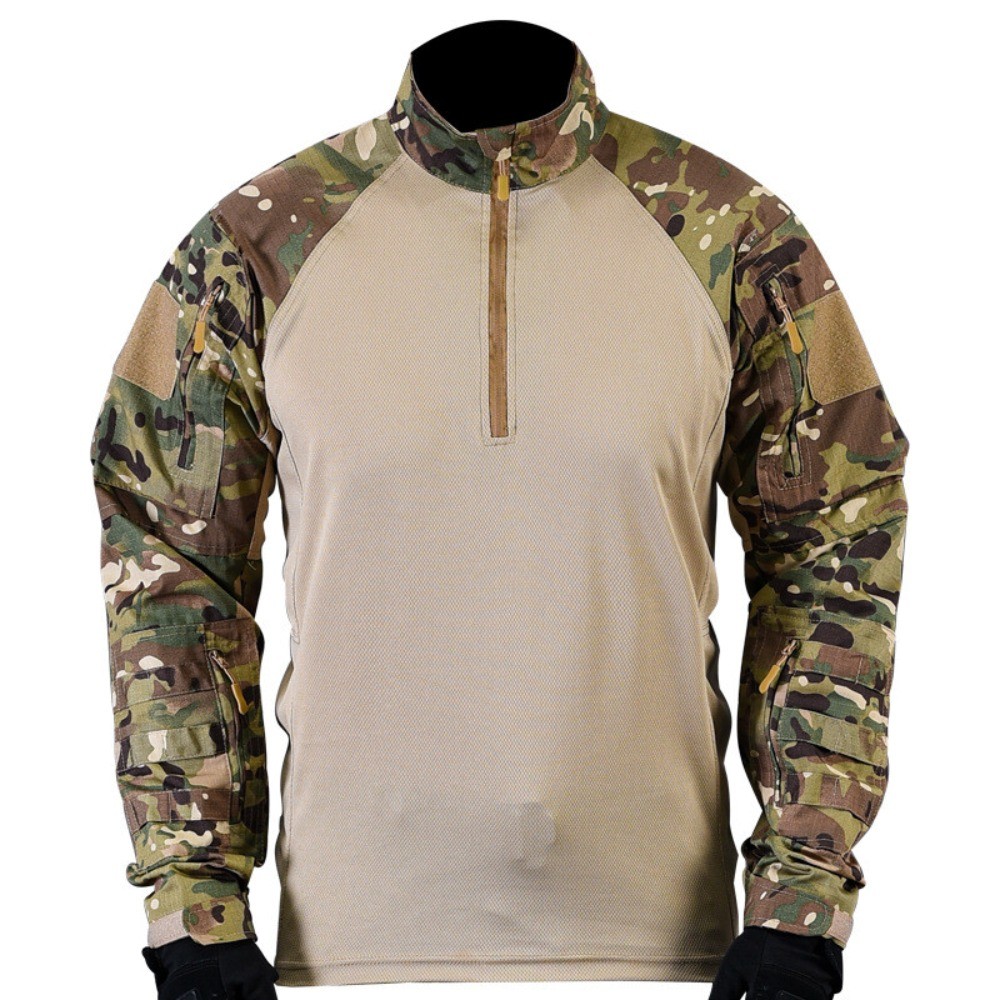 Men Tactical Combat T-Shirt Camouflage Military Shirt Long Sleeves Army Outdoor