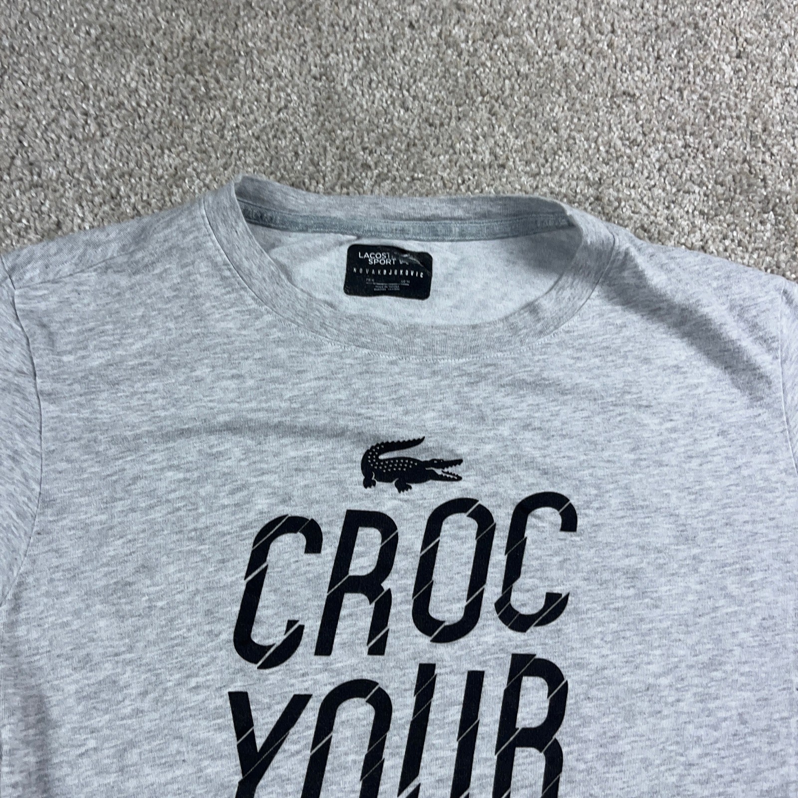 Lacoste Shirt Mens Medium Gray Novak Djokovic Sport Tennis Crew Neck Croc Dream