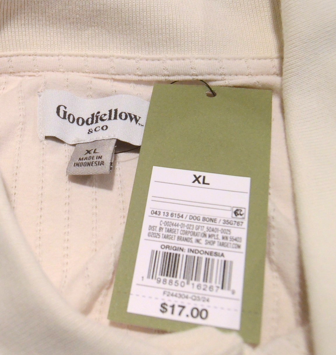 NWT Goodfellow & Co Men’s XL Beige Ribbed Knit Button-up Shirt Short Sleeve