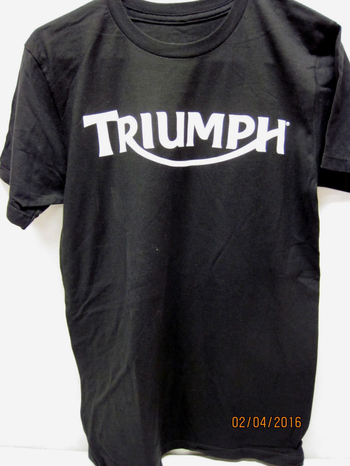 New Genuine Triumph White Logo Black Short Sleeve Tee / T-Shirt *PICK SIZE #C191
