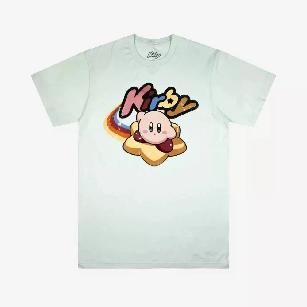 Nintendo Kirby Mens Kirby Rainbow Star Graphic Celadon Shirt NWT XL