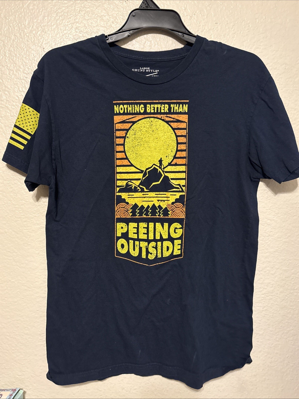 Grunt Style Mens T-Shirt Nothing Better Than Peeing Outside Black Size Large