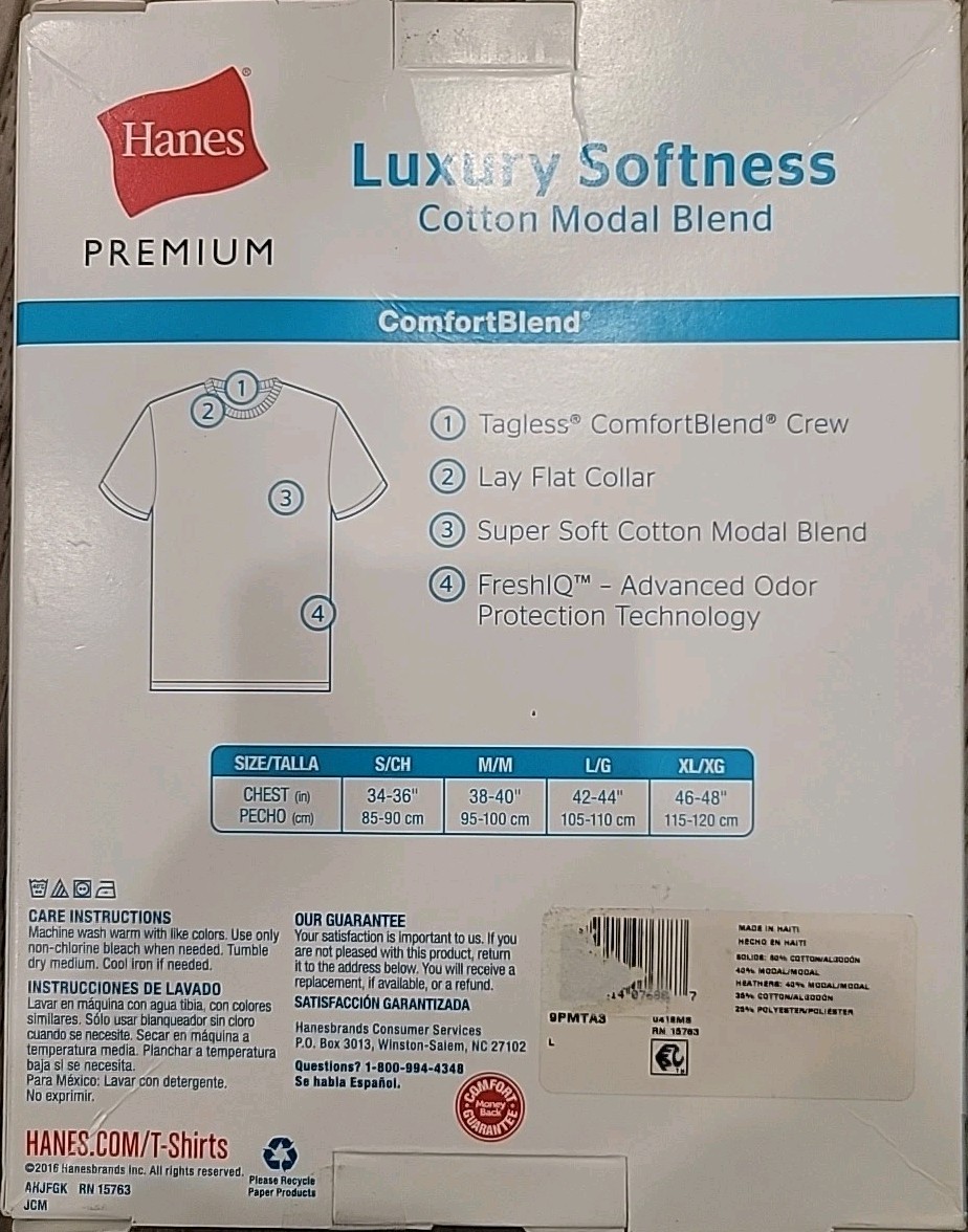Hanes Men Crew neck T-Shirt 3-Pack ComfortSoft 100% Cotton Heavyweight Tee Plain