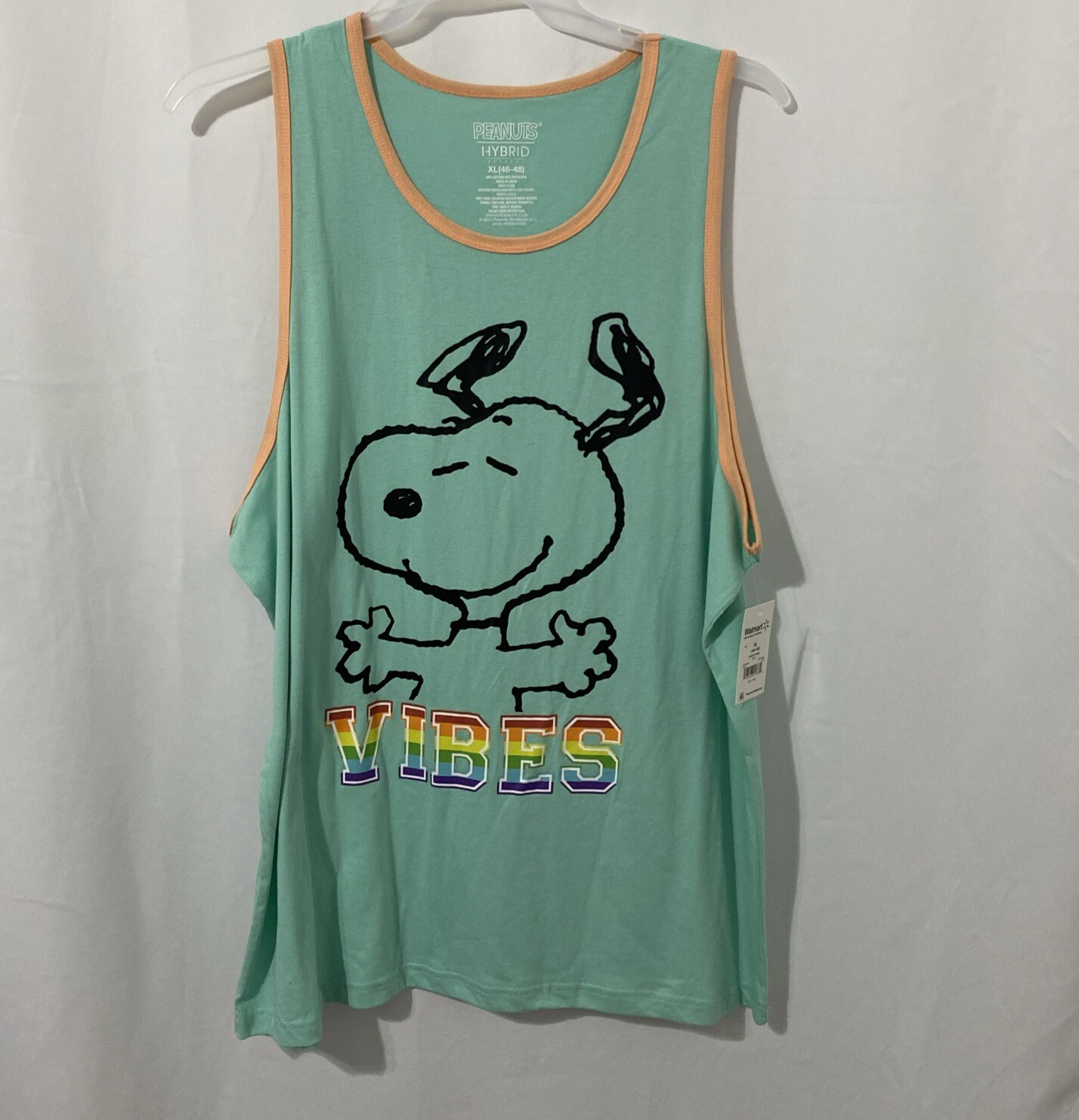 Peanuts Snoopy Men’s Pride Tank Top Shirt “Vibes” Aqua XL (46-48) NWT