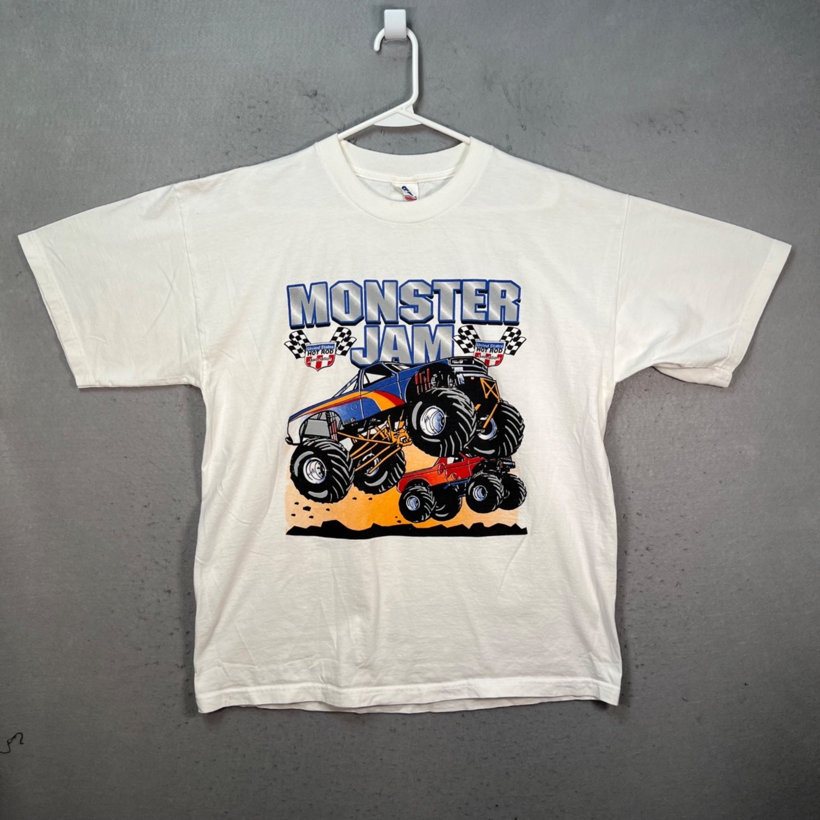 Vintage Monster Jam 1999 Tour Truck Racing Graphic T-Shirt White Size XL