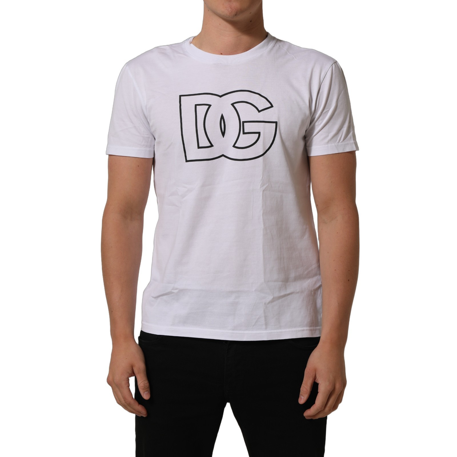 DOLCE & GABBANA T-shirt White DG Logo Print Short Sleeves Men IT48/US38/M 600usd