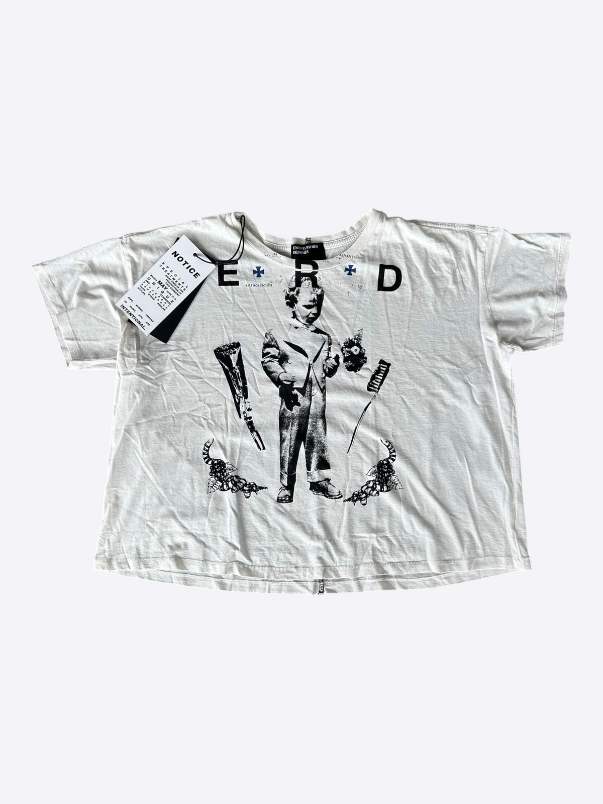 Enfants Riches Deprimes White & Black Katholisches Toothbrush T-Shirt