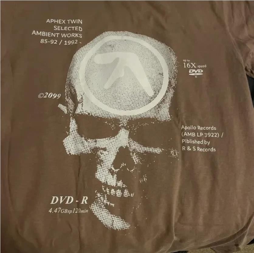 Vintage Aphex Twin T-Shirt dark chocolate color reprint shirt AN55152