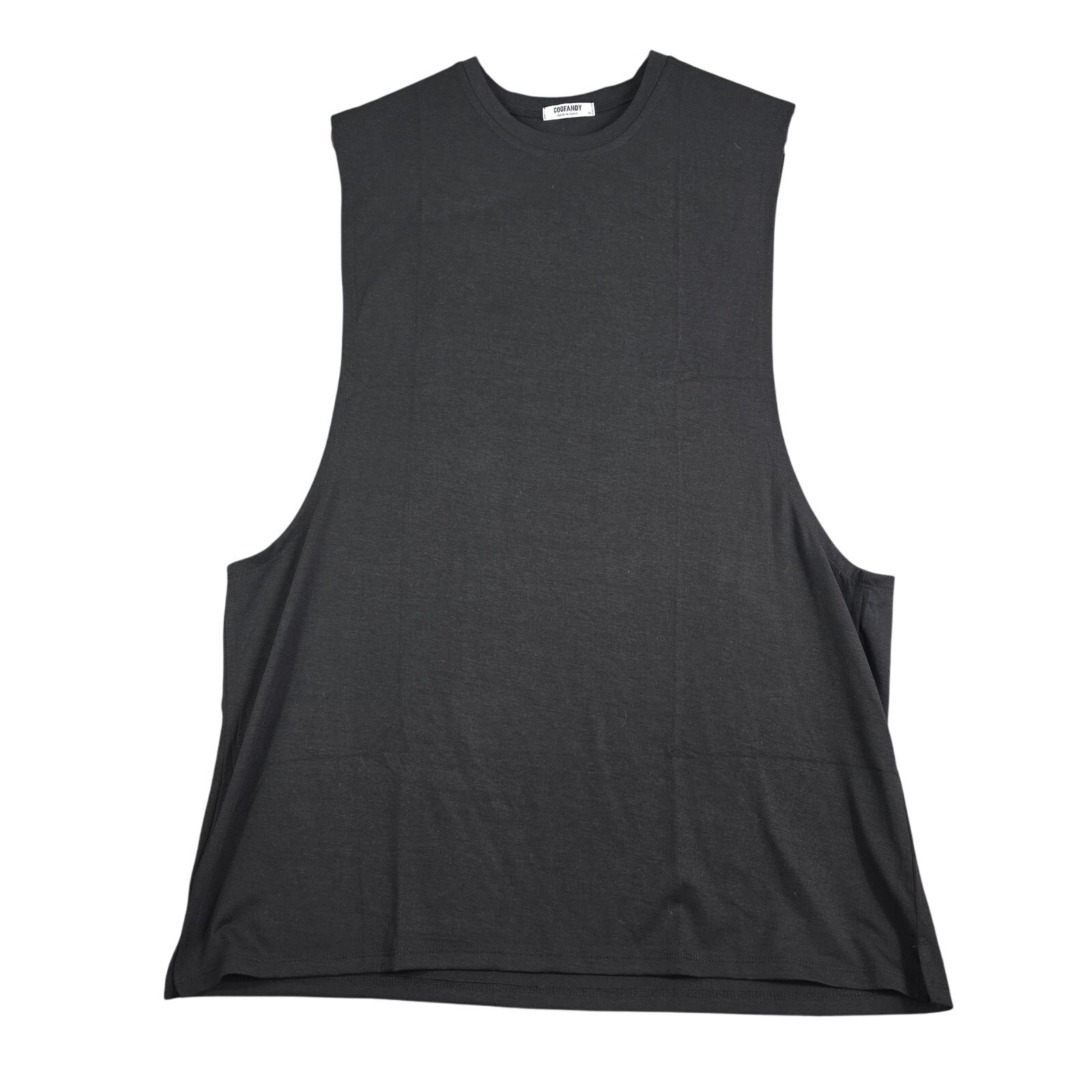 CooFandy Sleeveless Shirt Men’s XL Black Beach Gym Big Sleeve Opening Football