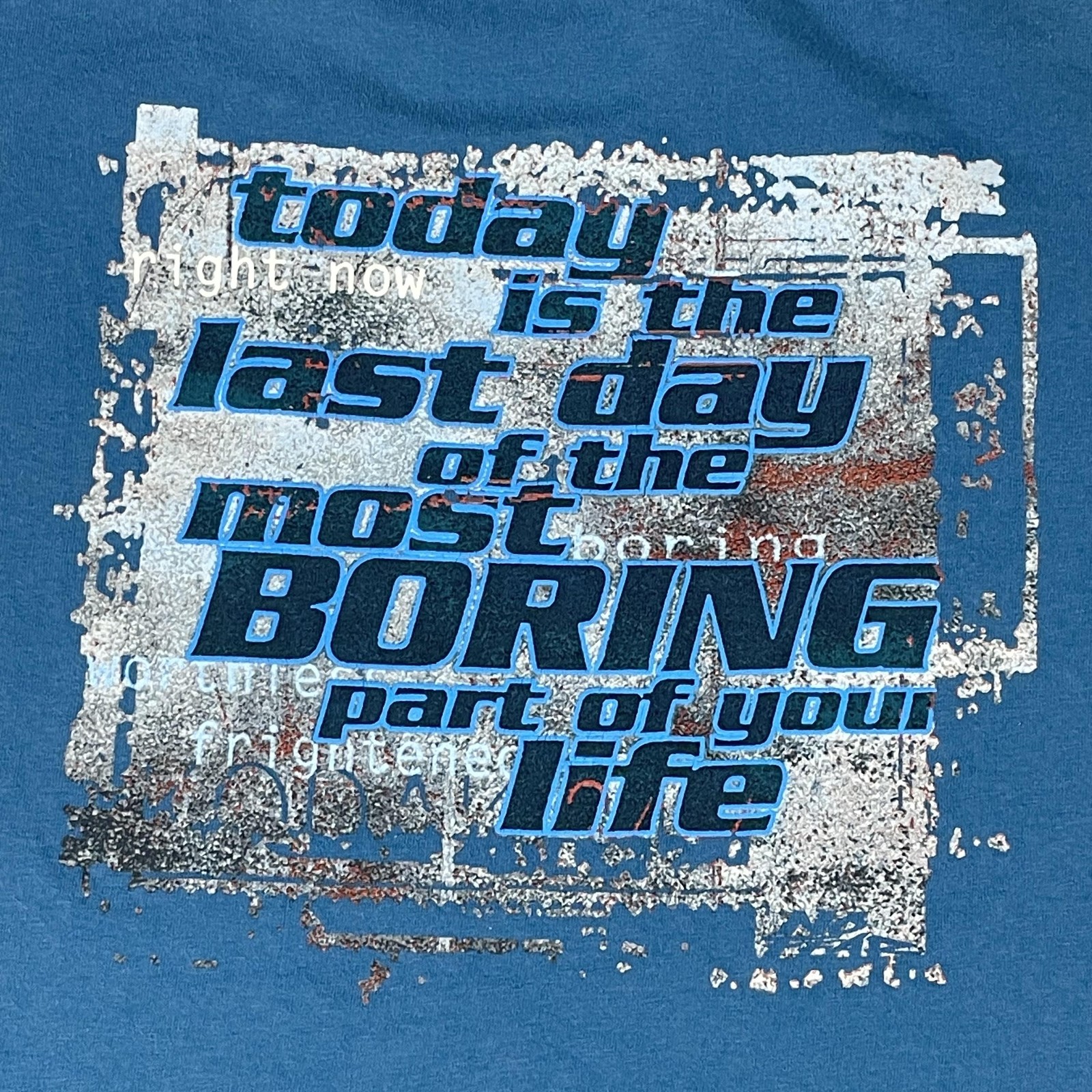 Vintage No Fear Shirt Mens XL 90s Blue Today Is Last Day Boxy Streetwear Moto X