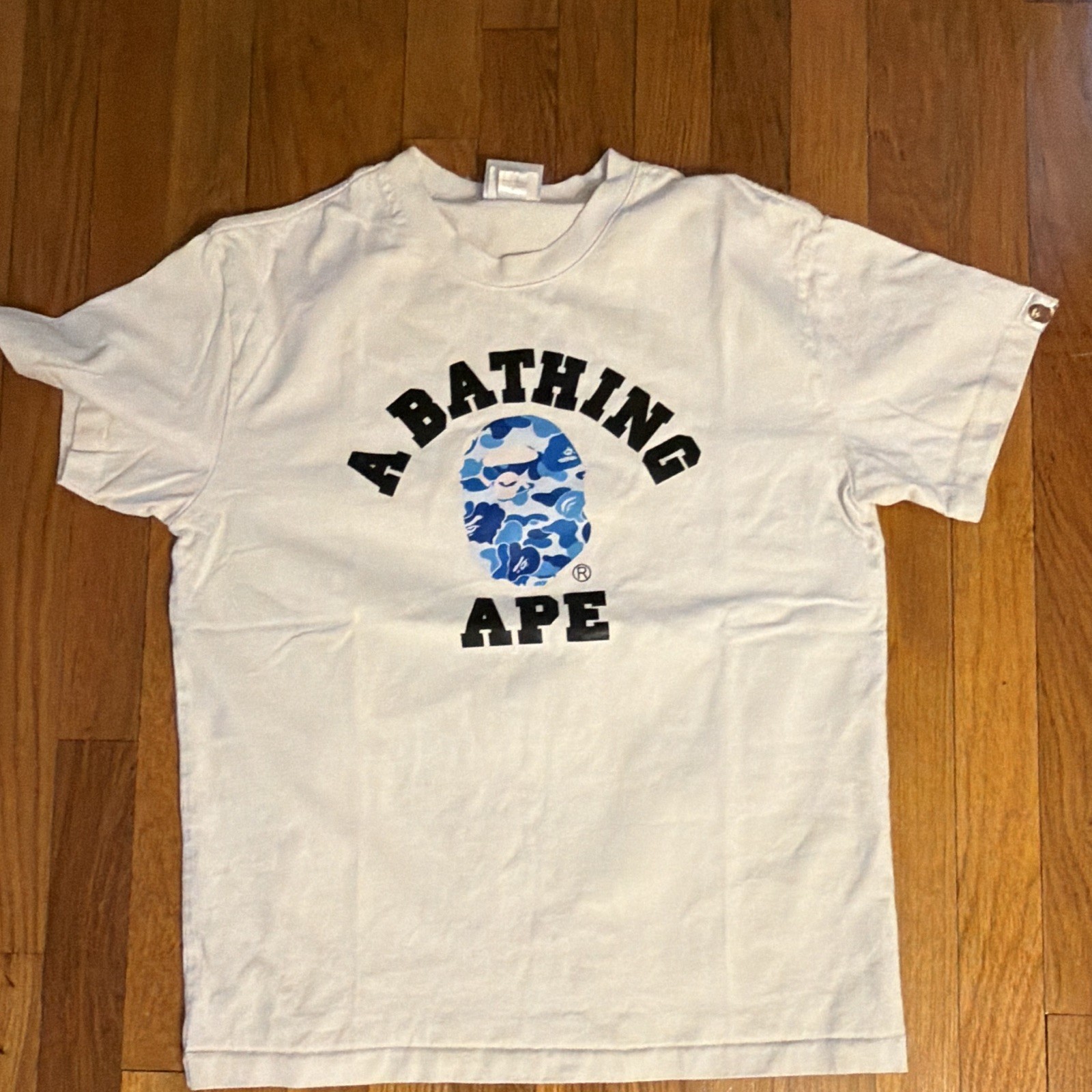 A Bathing Ape White Ape Head Logo Graphic Tee Men’s M Cotton Crew Neck