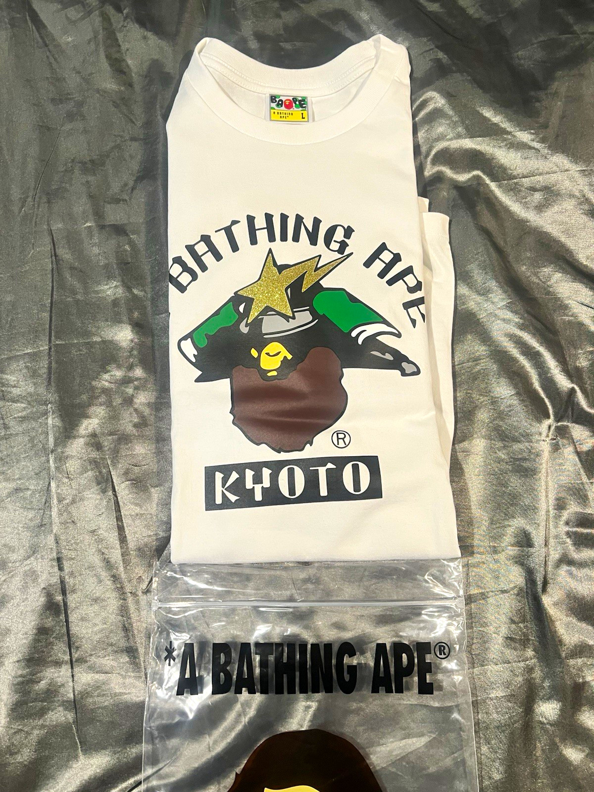 A Bathing Ape BAPE Kyoto Ape Head Graphic Logo White Men’s Tee L Cotton Knit