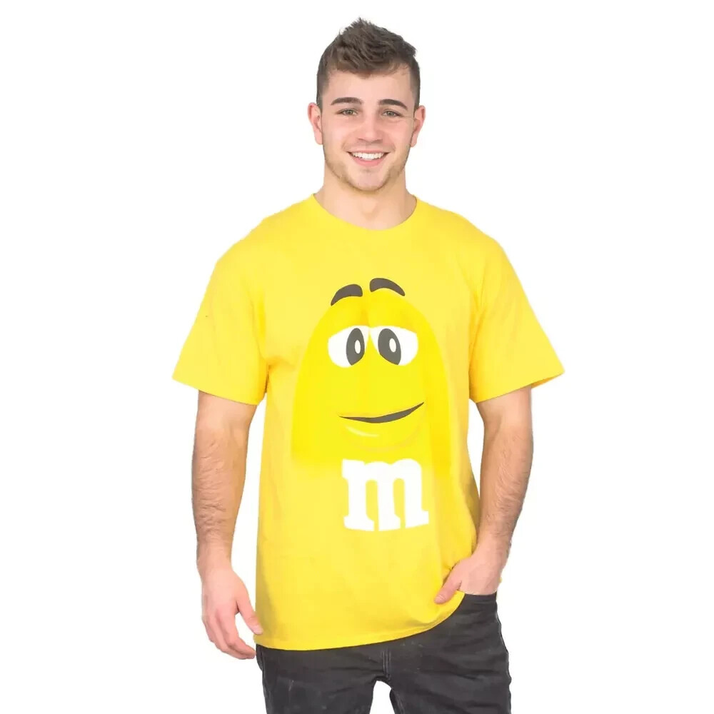 Adult Unisex Yellow L M&M’s Face Halloween Cosplay Costume T-Shirt