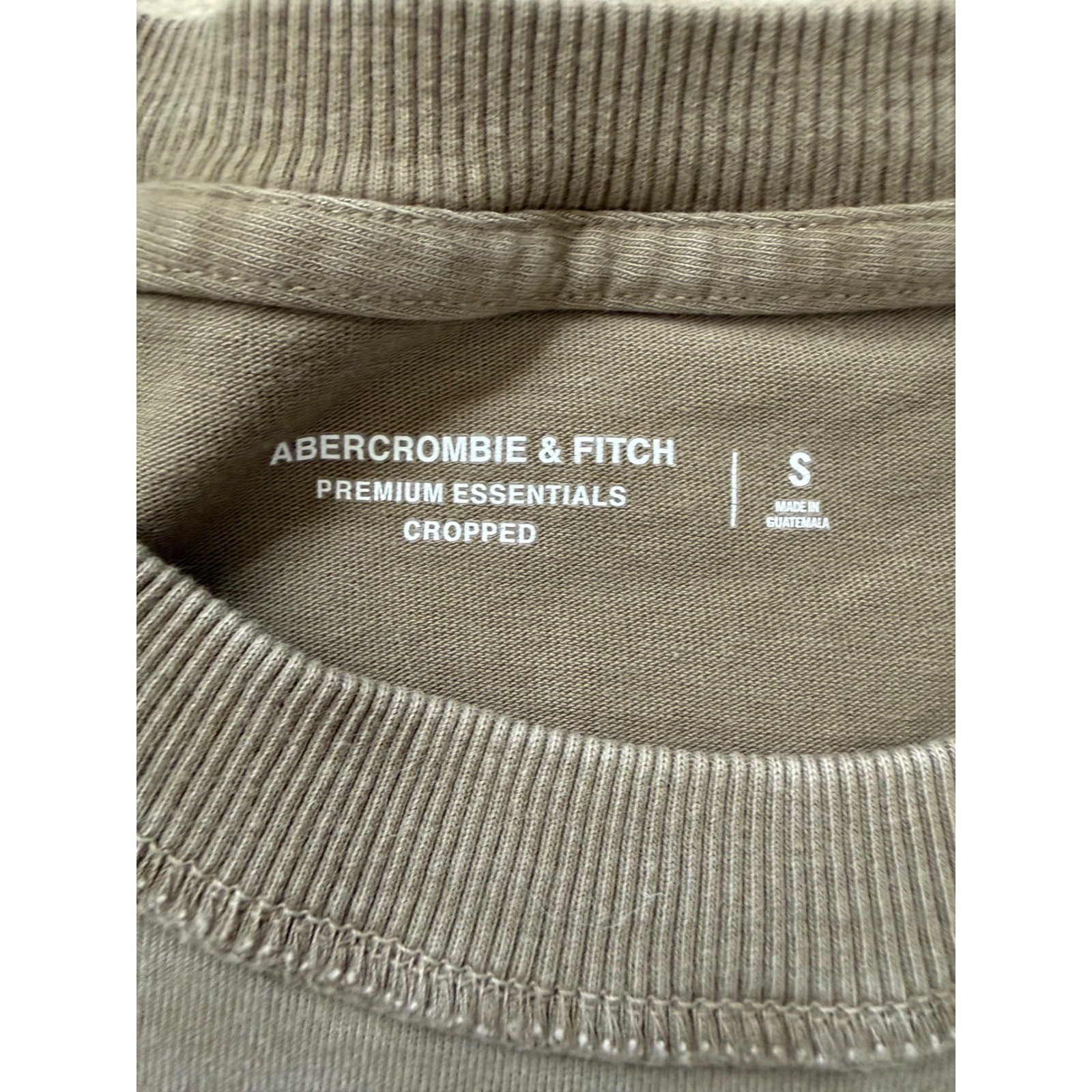 Abercrombie & Fitch Premium Essentials Cropped Tee Mens Small Olive Brown Shirt
