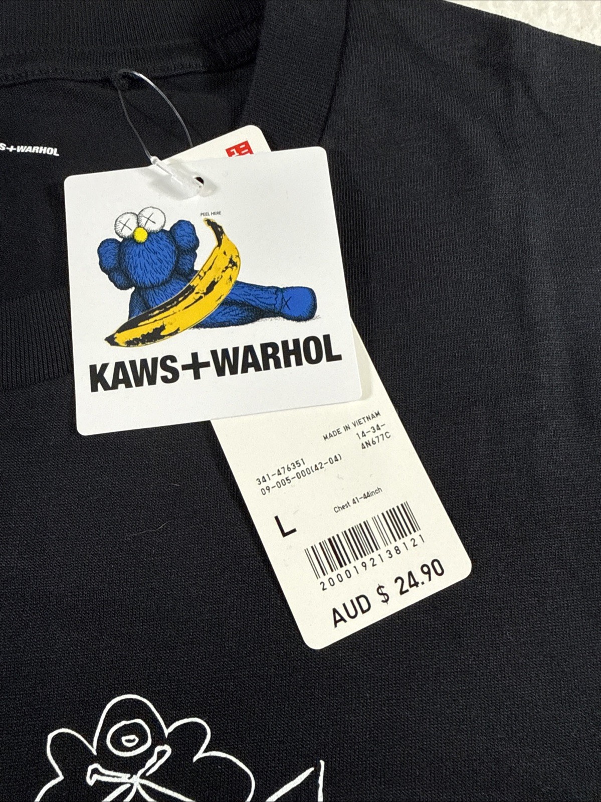 New Uniqlo UT KAWS Warhol Graphic Tee T-Shirt Black With Tags Size Large