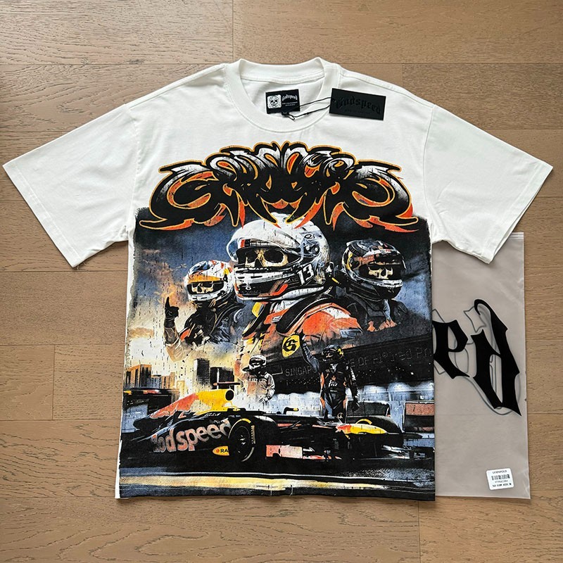2026 NEW Godspeed Skeleton Knight Racing Driver printing Tee Mens Cotton T-shirt