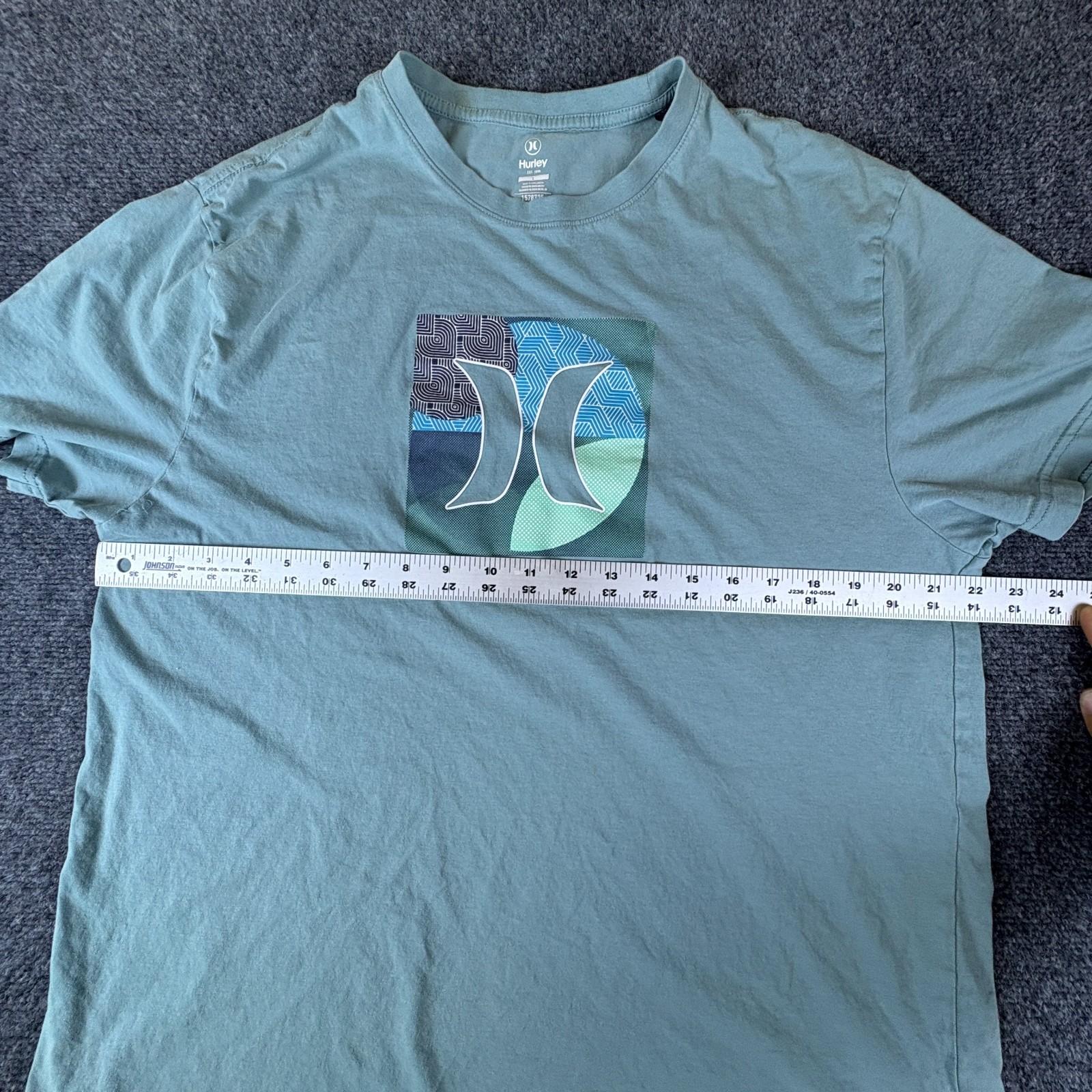 Hurley T Shirt Mens Large Sky Blue Cotton Short Sleeve Graphic Print Crewneck