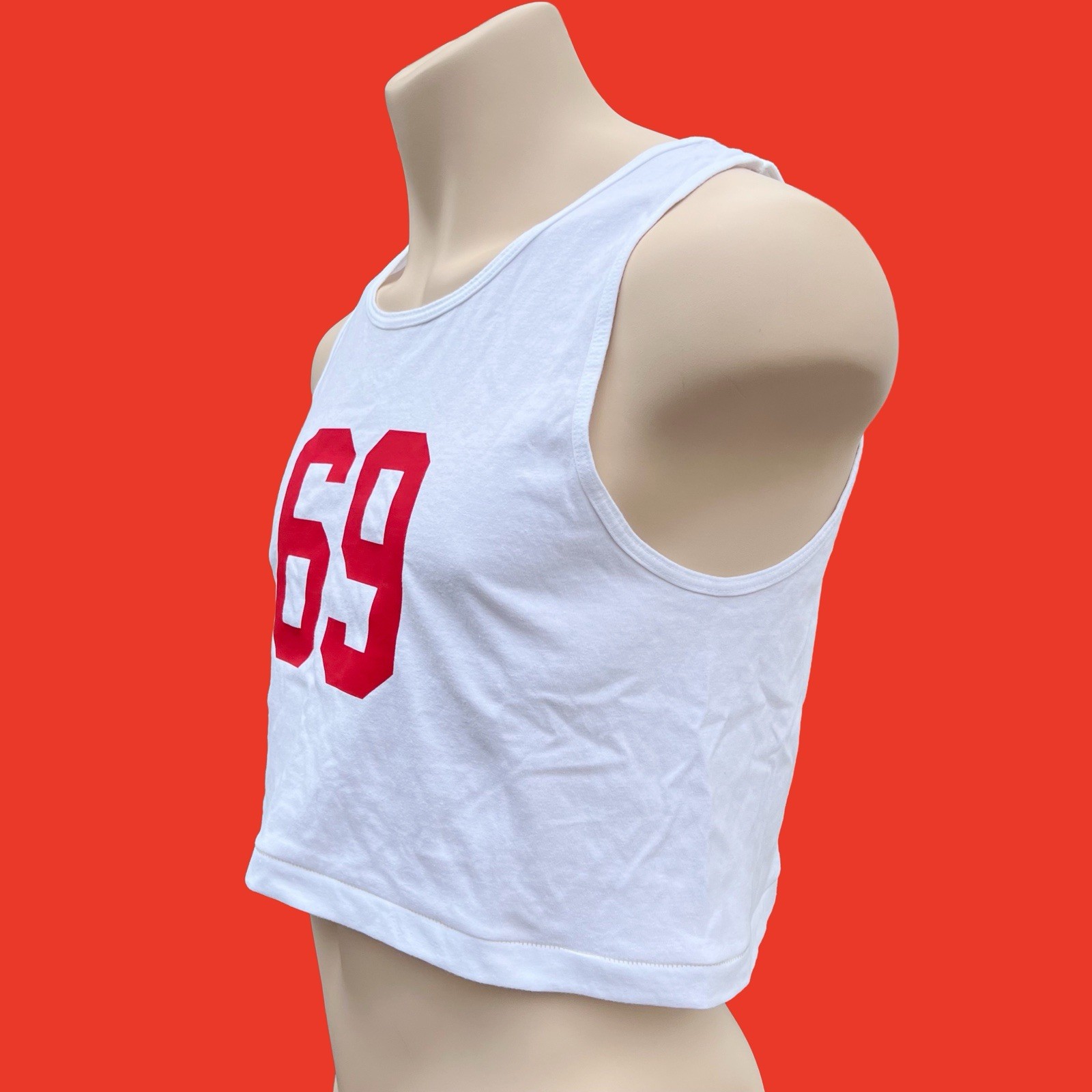 Varsity Personalization number Custom print men white crop tank top