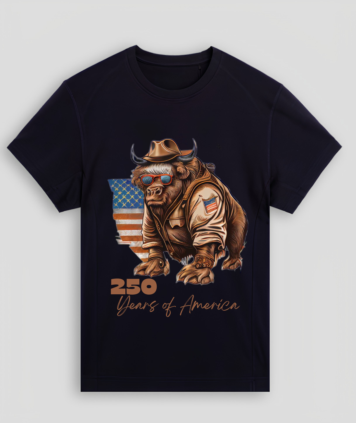 Vintage American Bison Cowboy Shirt Patriotic USA Graphic T-Shirt