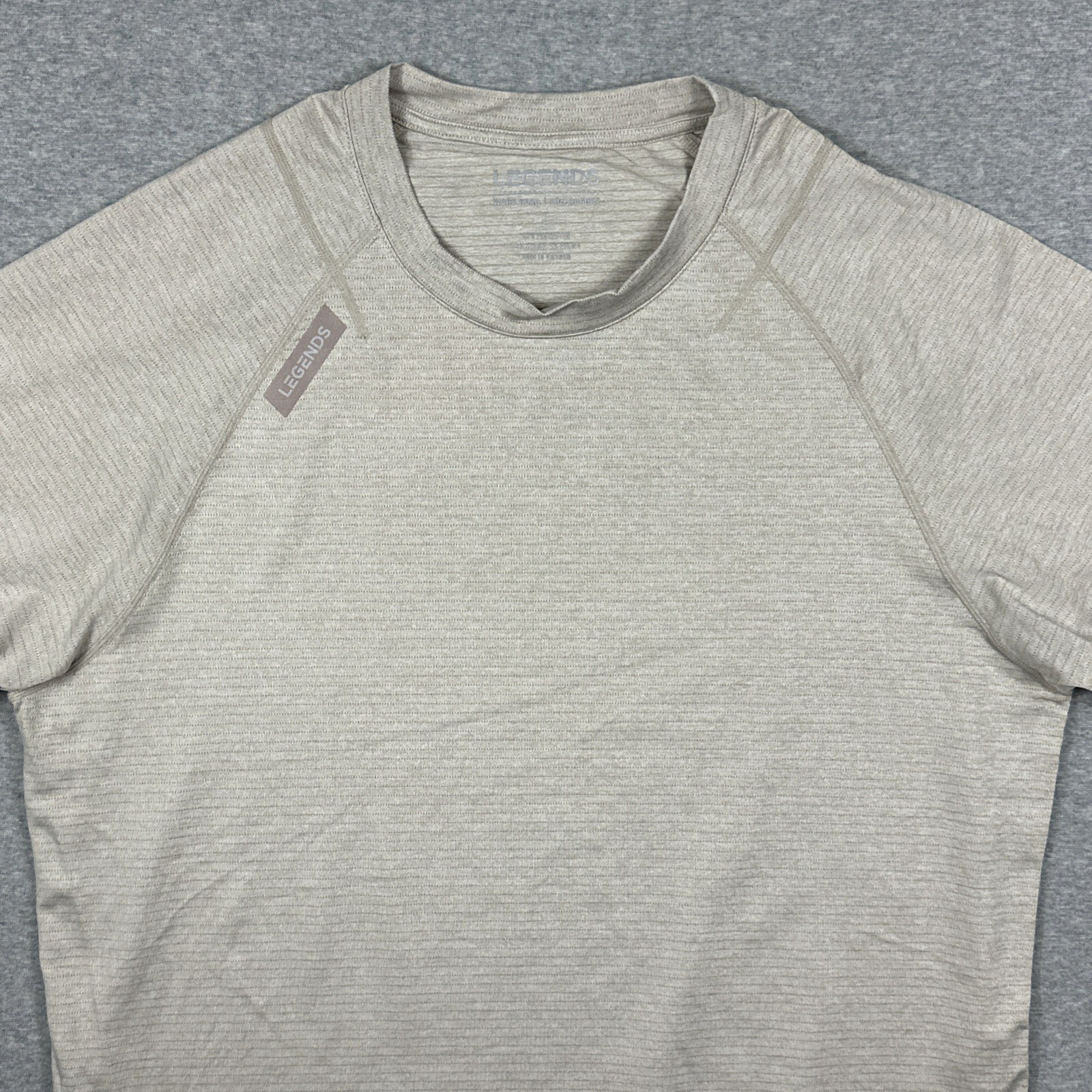 Legends Apparel Enzo T Shirt Mens Large Heather Beige Athletic Fit Performance