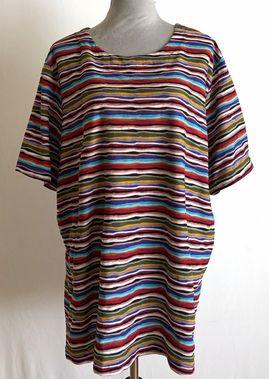 Vintage 1990s Forelli Multicolor Pattern Oversized Square T Shirt, Unisex XXL