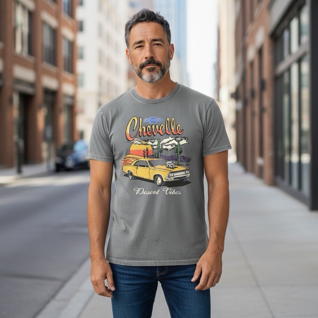 100% Cotton Lucky Sz L New Chevrolet Tshirt Teal Gray Vintage Appeal