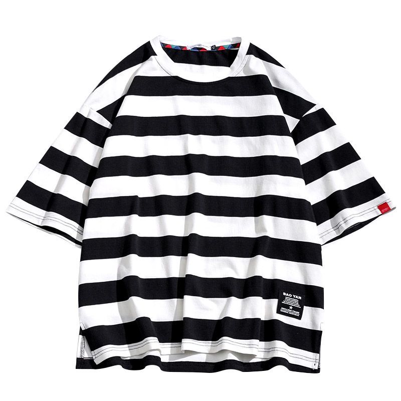 Oversized Striped Tee – Summer Cotton Fashion Hip Hop Streetwear Men T Shirt 5XL