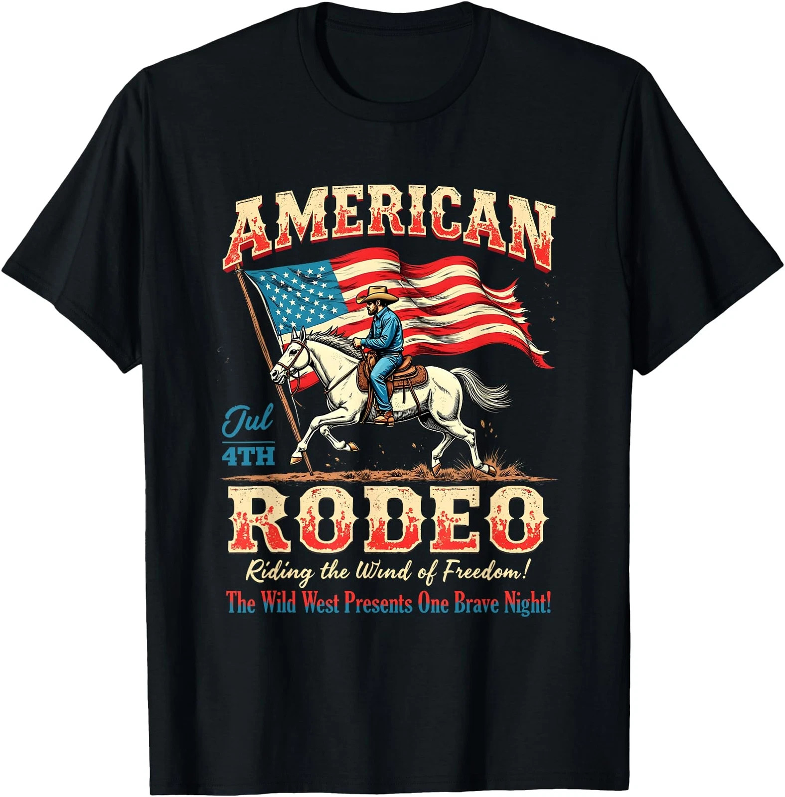 Vintage Cowboy 4th Of July Western American Rodeo Country T-Shirt