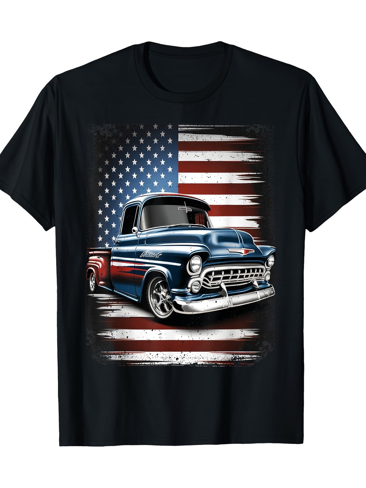 Vintage Classic Truck American Flag T-Shirt – Patriotic Retro Pickup Graphic Tee